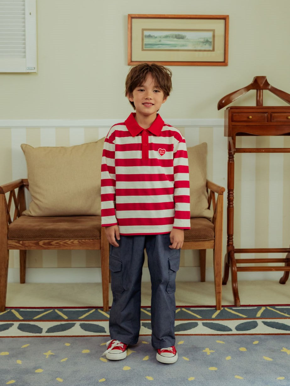 Red BB Heart Stripe Rugby Shirt