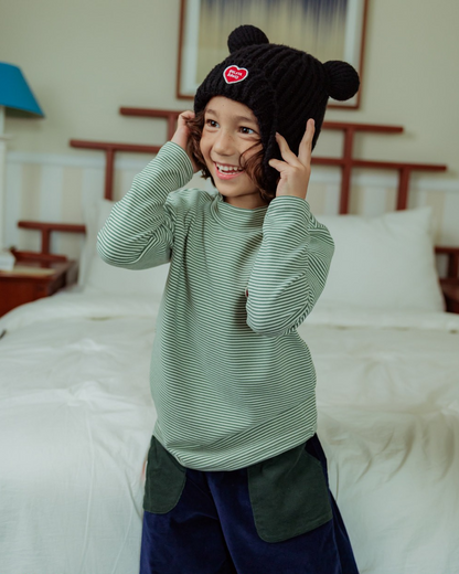 Black BB Heart Bear Beanie