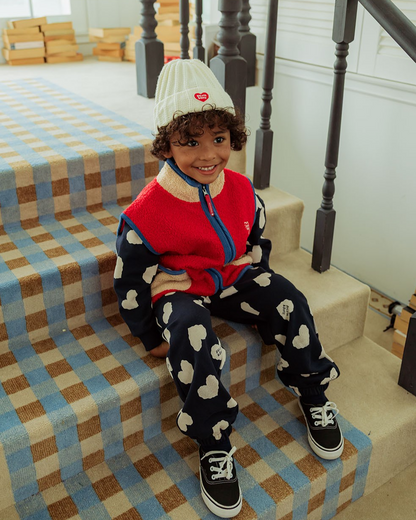 Red BB Heart Color Block Dumble Fleece Vest