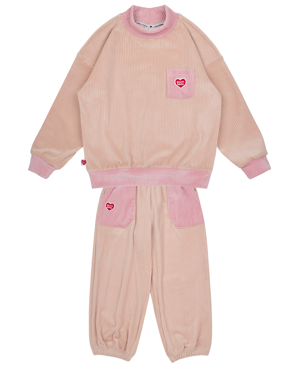 [SET] Pink BB Heart Velour Half Neck Jogger
