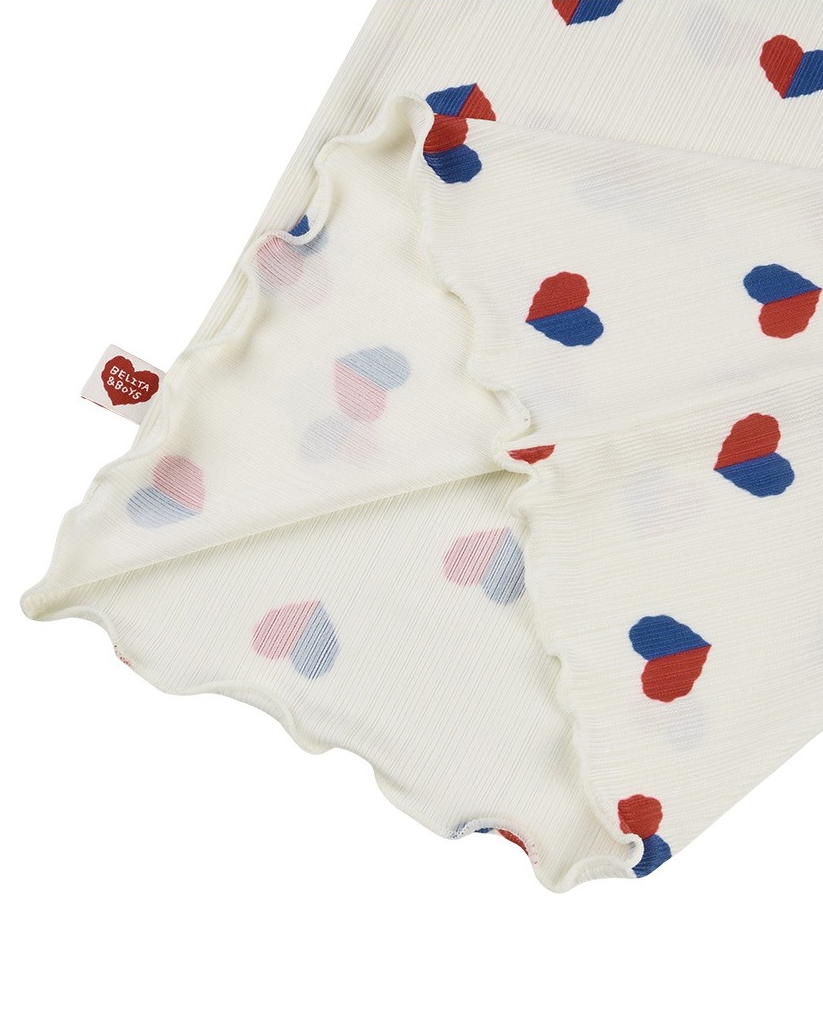 GIRL Ivory Red Blue Heart Pattern Sleeveless