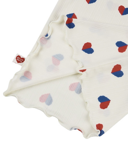GIRL Ivory Red Blue Heart Pattern Sleeveless