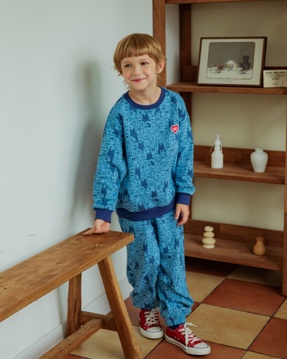 [SET] Blue Dog Pattern Jogger