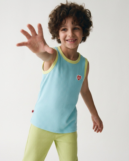 [SET] Light Blue BB Heart Two-Tone Sleeveless One Mile
