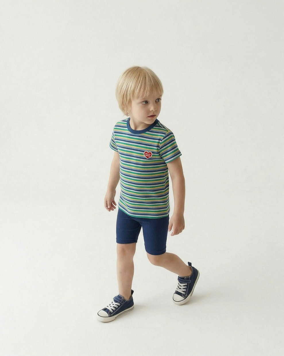 [SET] Blue Colorful Stripe Short One Mile