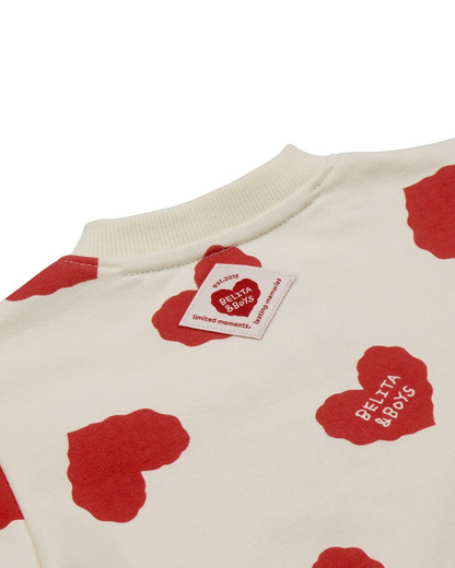 [BABY SET] Red BB Heart Pattern Jumpsuit & Bonnet