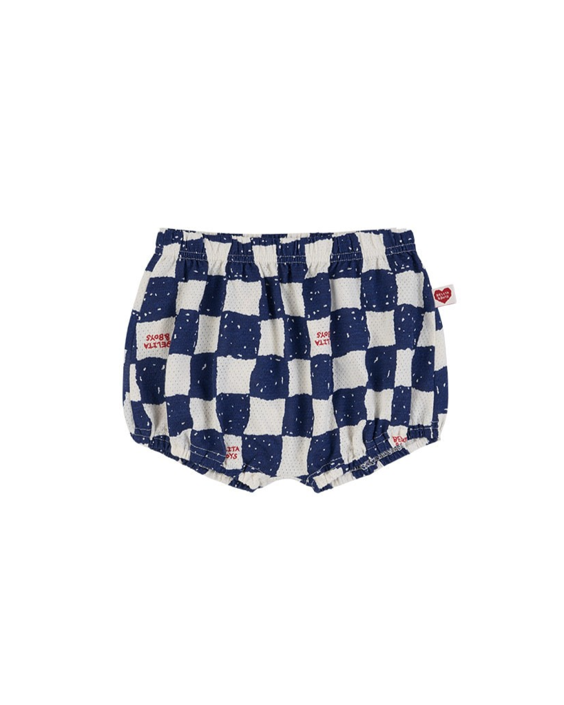 [BABY SET] Blue Checkerboard Mesh Sleeveless Shorts