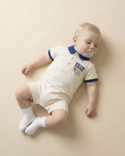 BABY Blue Elephant Collar Jumpsuit