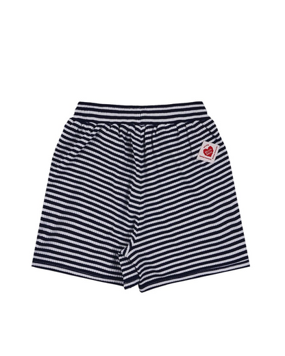 [SET] Navy BB Heart Stripe Sleeveless Shorts
