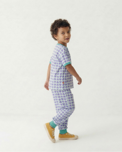 Violet BB Heart Pattern One Mile Short Sleeve