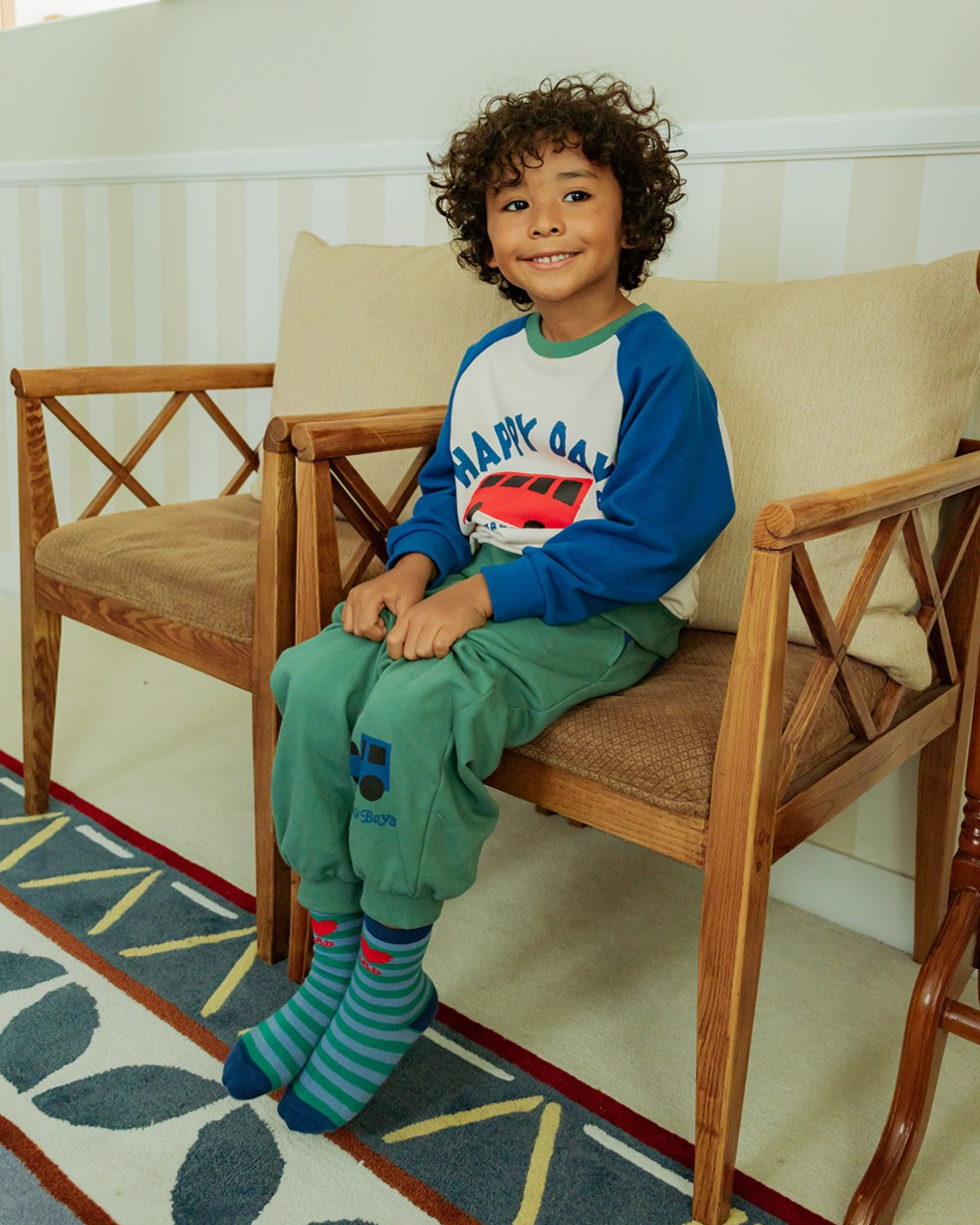 Blue Green BB Heart Stripe Socks