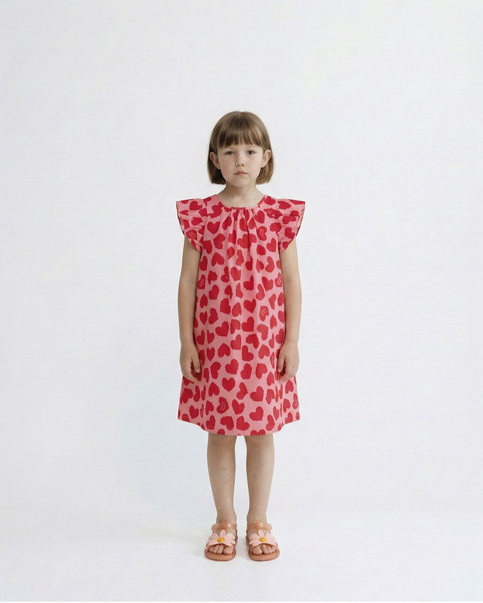GIRL Pink BB Heart Pattern Polysucker Dress