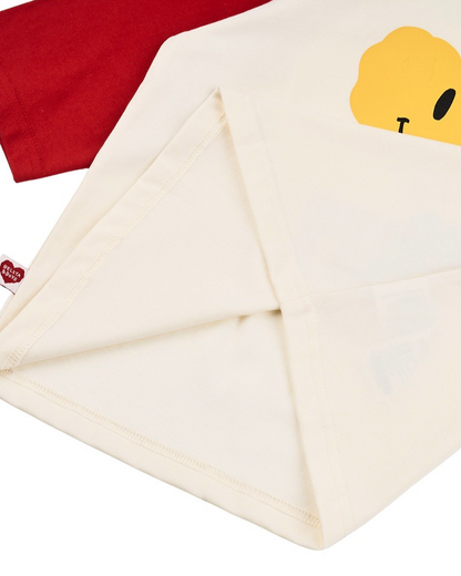 Red Smile Heart Color Block Mid Sleeve