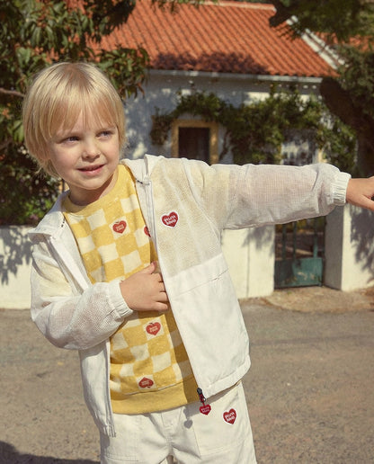 White BB Heart Hooded Windbreaker