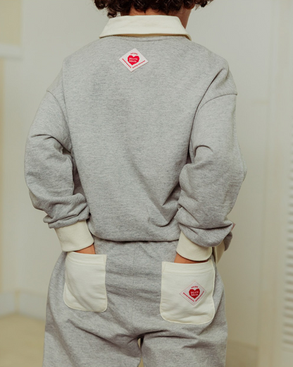 [SET] Grey BB Heart Collar Jogger