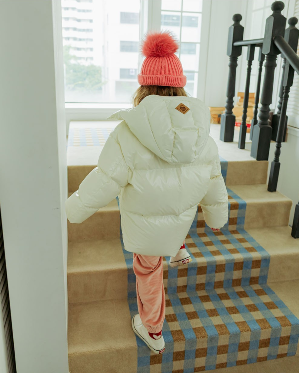 Cream Glossy Duck Down Hooded Jumper