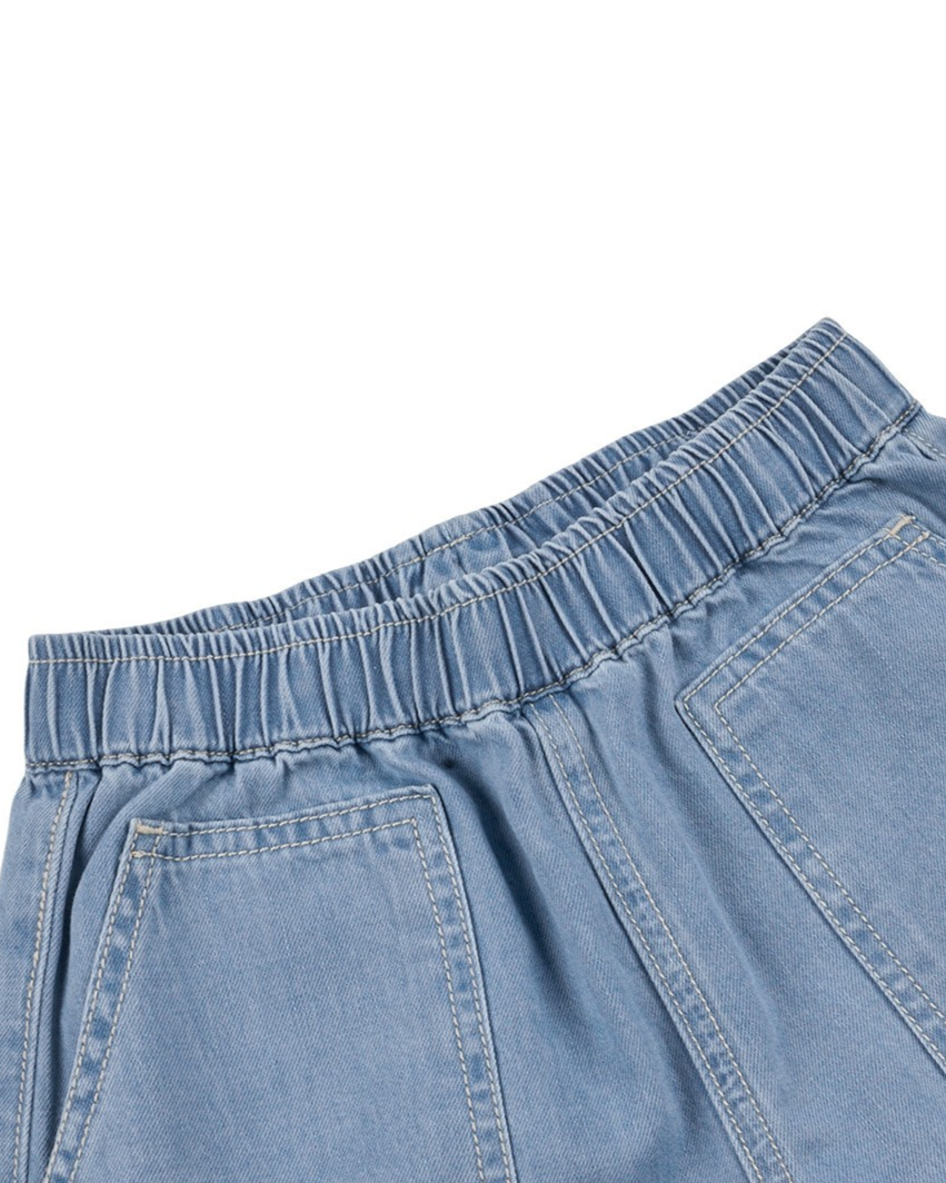 Light Blue BB Heart Fatigue Denim Shorts