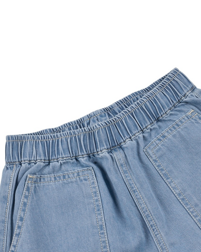 Light Blue BB Heart Fatigue Denim Shorts