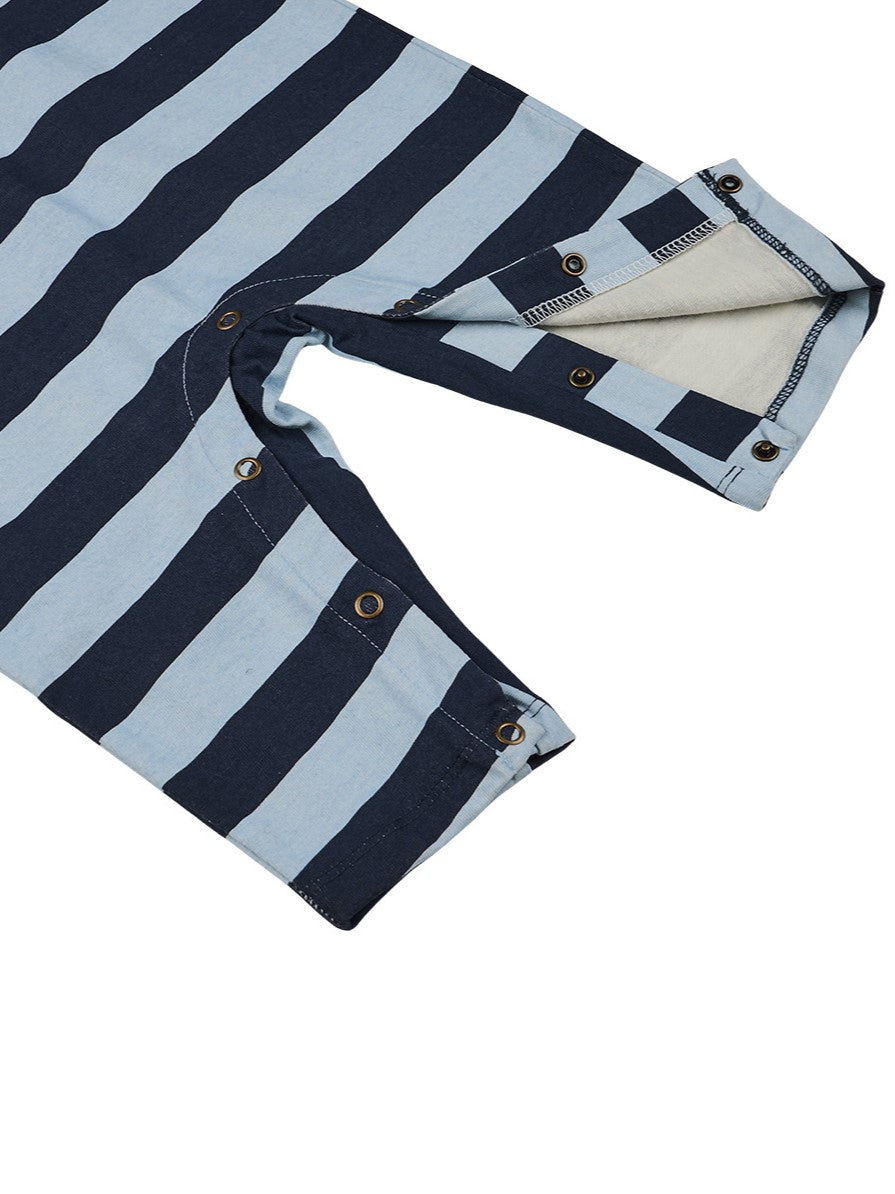 BABY Navy BB Heart Stripe Collar Jumpsuit