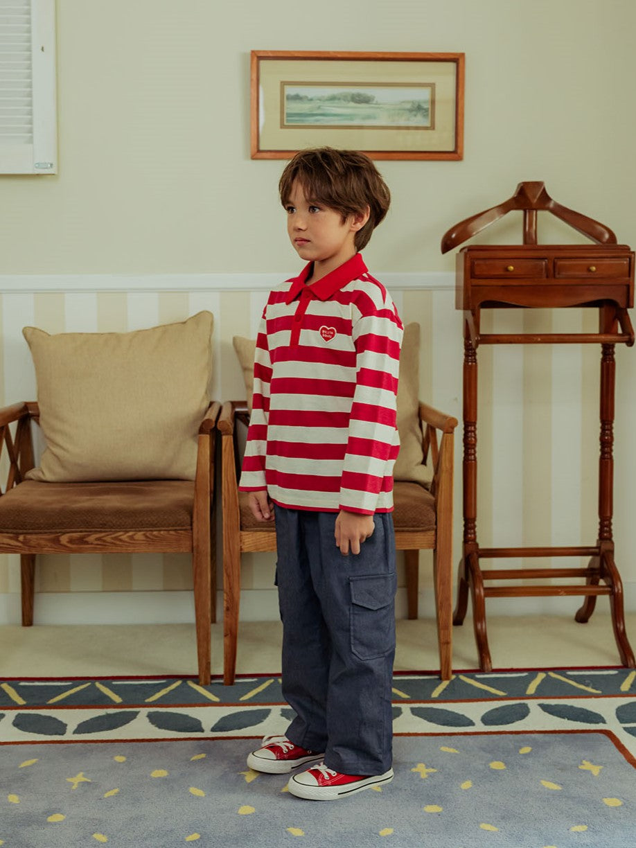 Red BB Heart Stripe Rugby Shirt