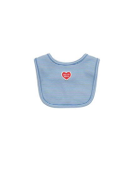 [BABY SET] Blue Stripe Brushed Jumpsuit & Bib & Bonnet