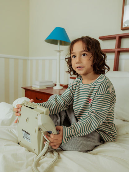 Green BB Heart Stripe Rib Long Sleeve