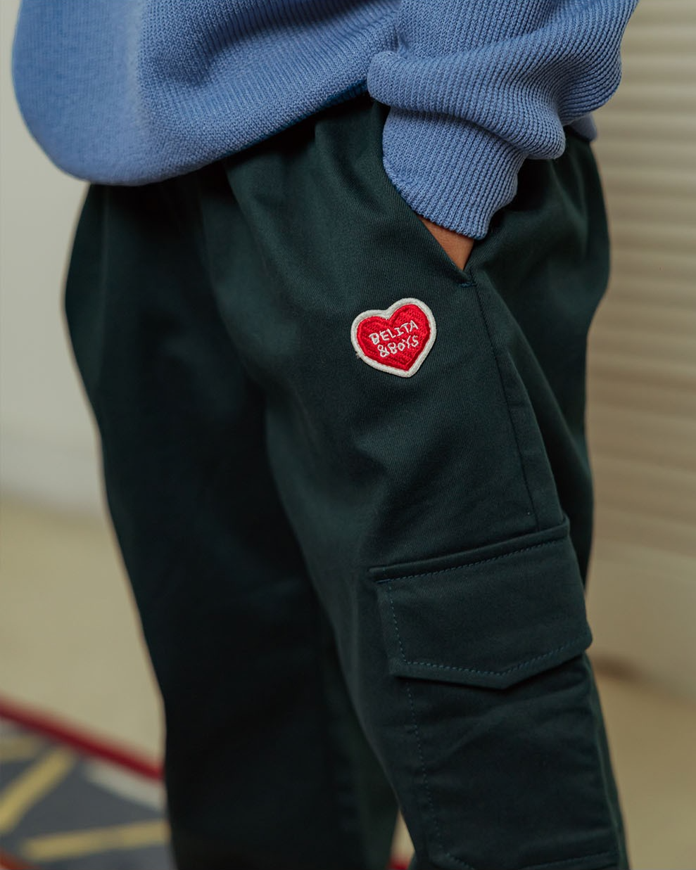 Green BB Heart Tapered Cargo Pants