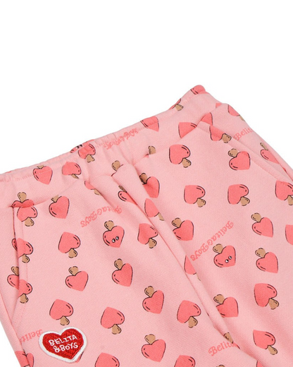[BABY SET] Pink Mushroom Pattern Frill Jogger