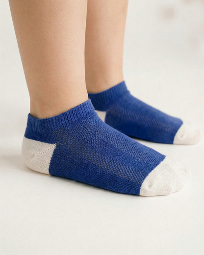 Blue Color Block Jacquard Socks