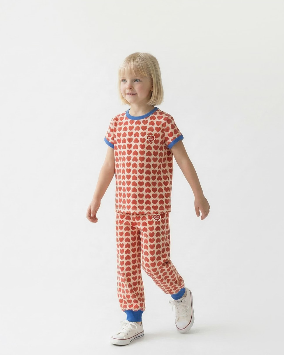 Red BB Heart Pattern One Mile Short Sleeve