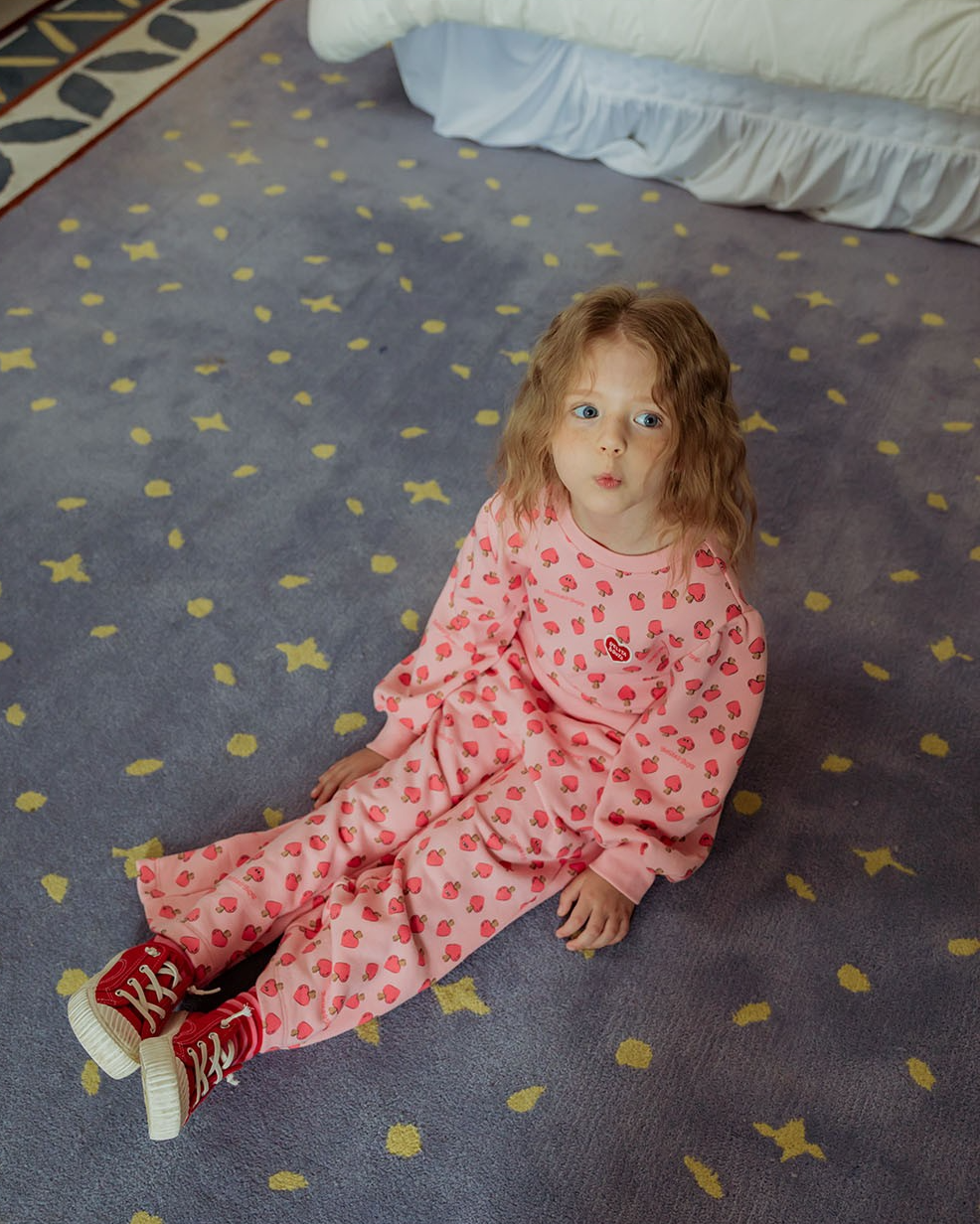 GIRL Pink Mushroom Pattern Frill Sweatshirt