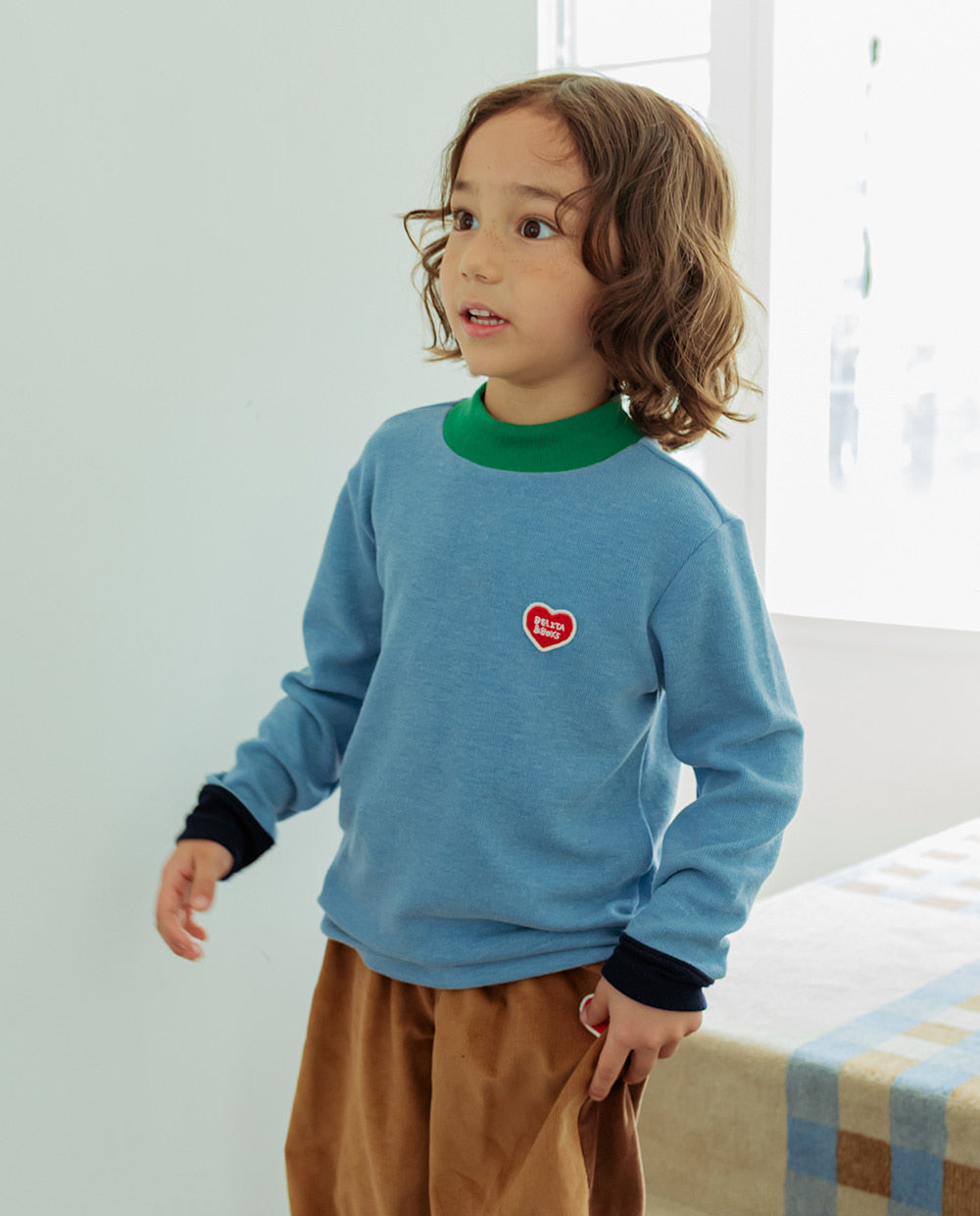 Light Blue Color Block Half Neck Knit