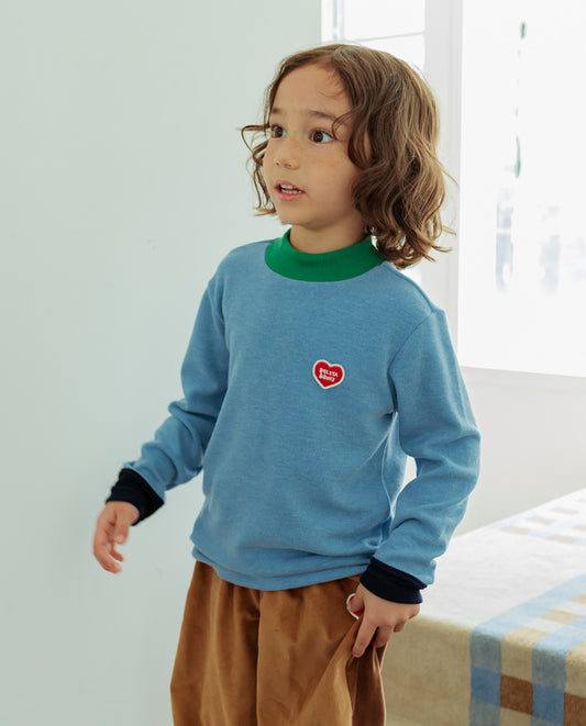 Light Blue Color Block Half Neck Knit