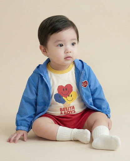 BABY Blue BB Heart Hooded Windbreaker