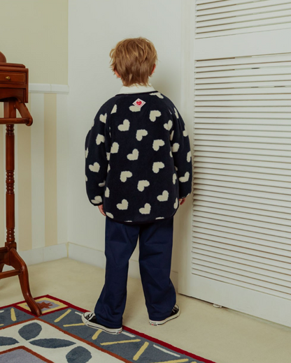 Navy BB Heart Pattern Reversible Jumper