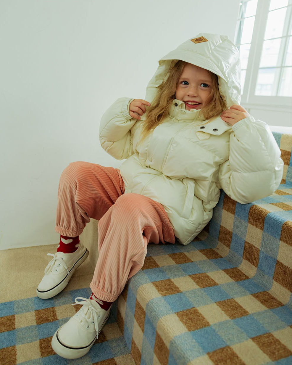 Cream Glossy Duck Down Hooded Jumper
