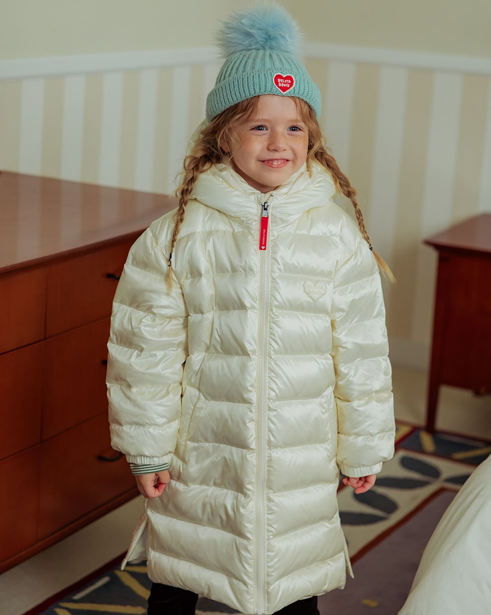 Cream BB Heart Duck Down Long Jumper