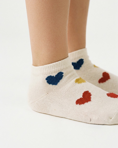 Cream BB Heart Jacquard Socks