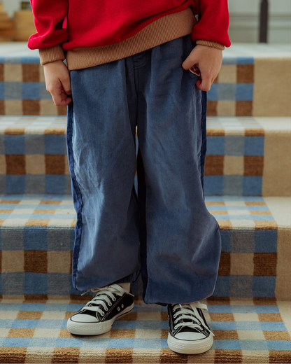 Blue Color Block Corduroy Jogger