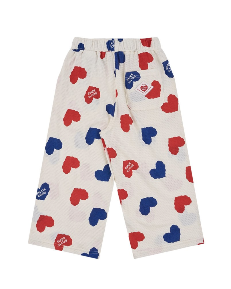 [SET] Ivory Red Blue Heart Pattern Mesh Sleeveless Crop
