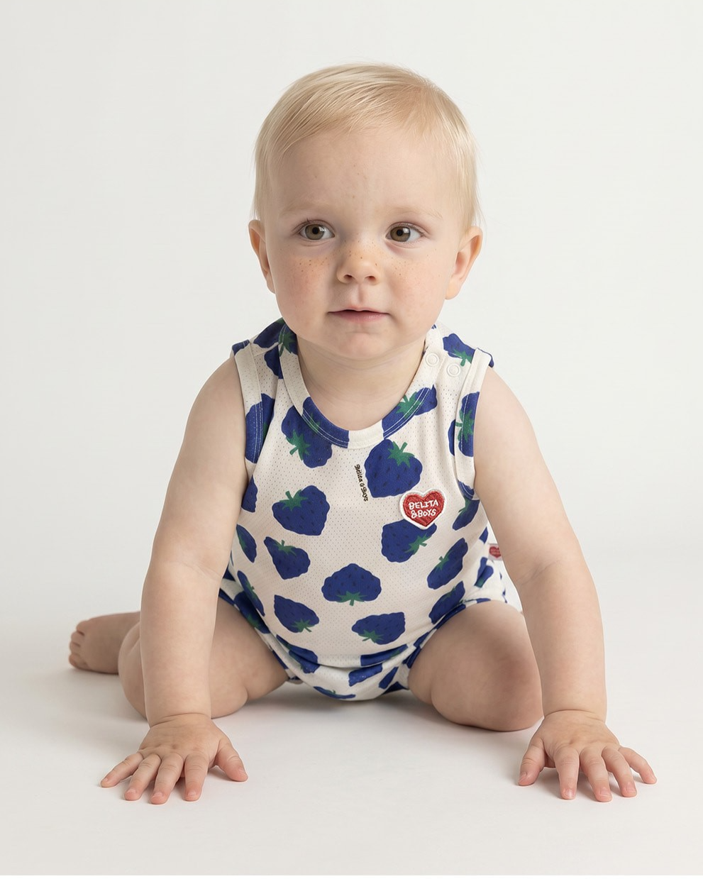 [BABY SET] Blue Berry Pattern Mesh Sleeveless Shorts
