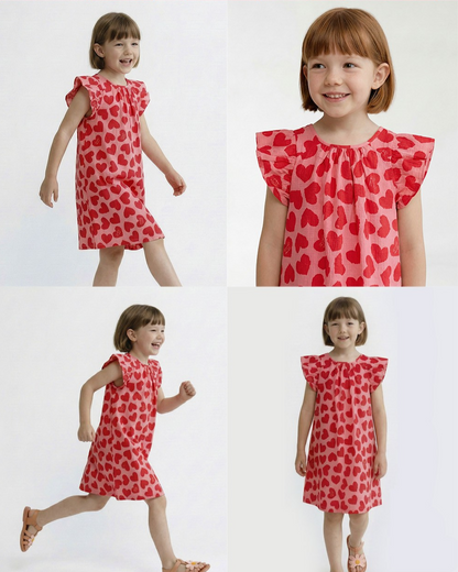 GIRL Pink BB Heart Pattern Polysucker Dress