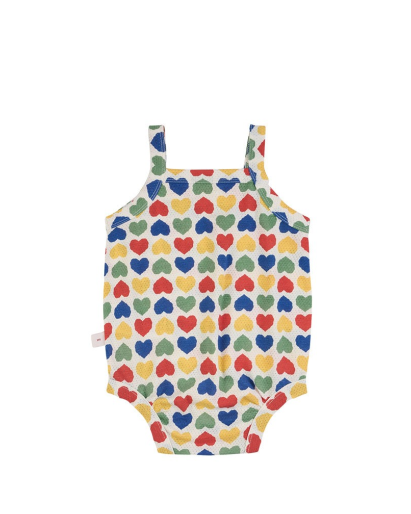 BABY Cream Rainbow Heart Mesh Sleeveless Bodysuit