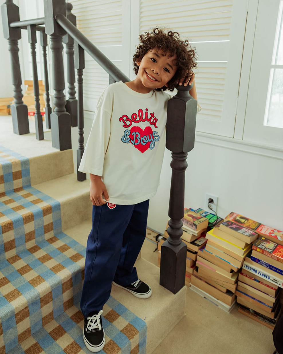 Navy BB Heart Woven Pants