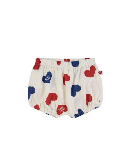 [BABY SET] Ivory Red Blue Heart Pattern Mesh Sleeveless Shorts