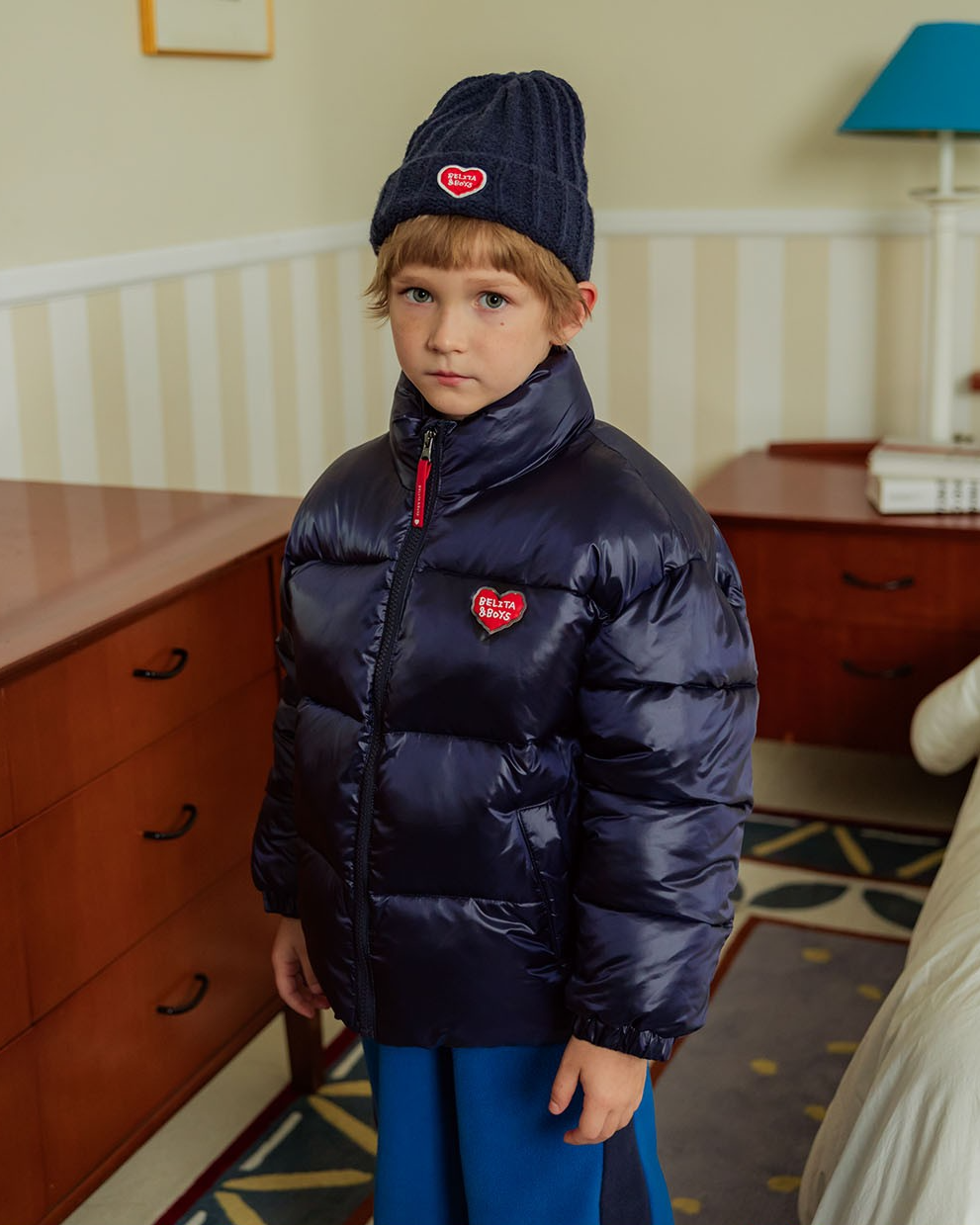 Navy BB Heart Basic Puffer Jumper