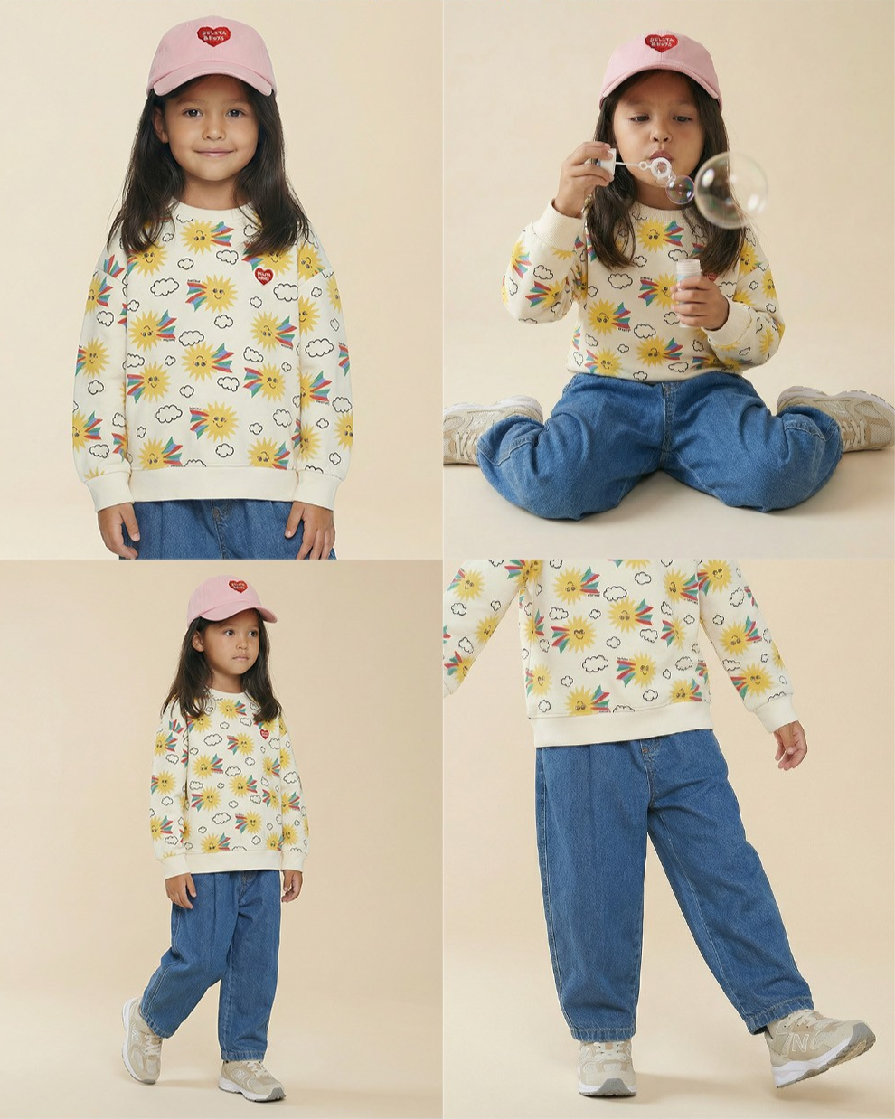 Blue BB Heart Balloon Denim Pants