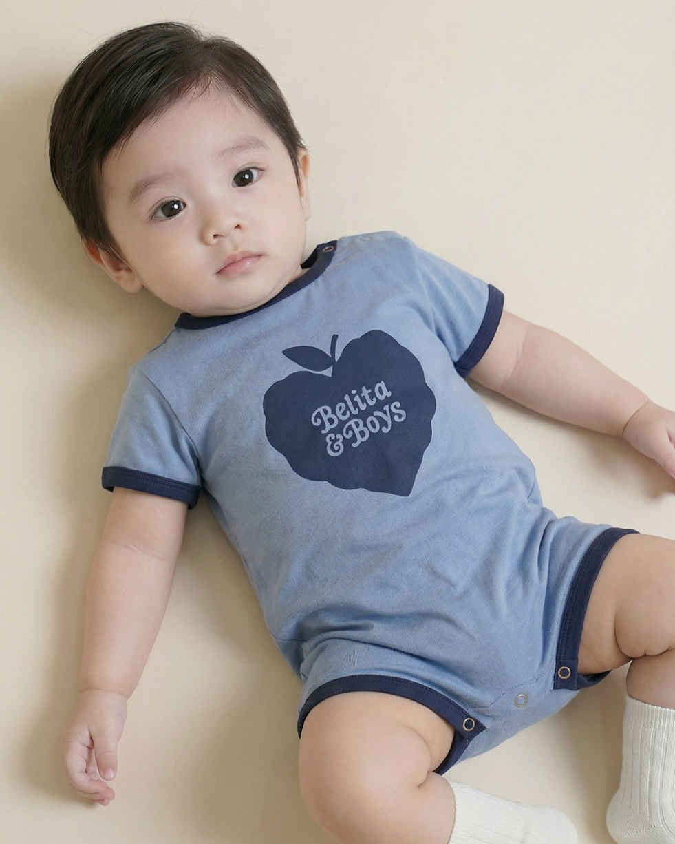 BABY Navy Bubble Apple Short Jumpsuit