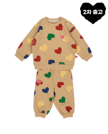 [BABY SET] Camel BB Color Heart Pattern Jogger