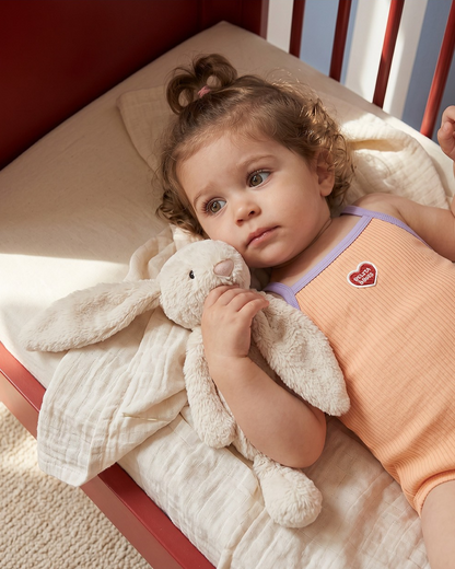 BABY GIRL Orange BB Heart Two-Tone Sleeveless Bodysuit